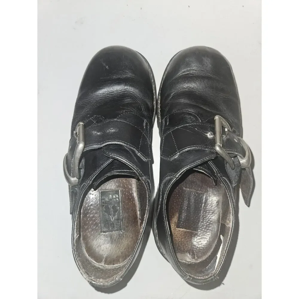 Vintage 90's BED STU Chunky Block Heeled Y2K Buckled Ankle Boots Size 10.5-11